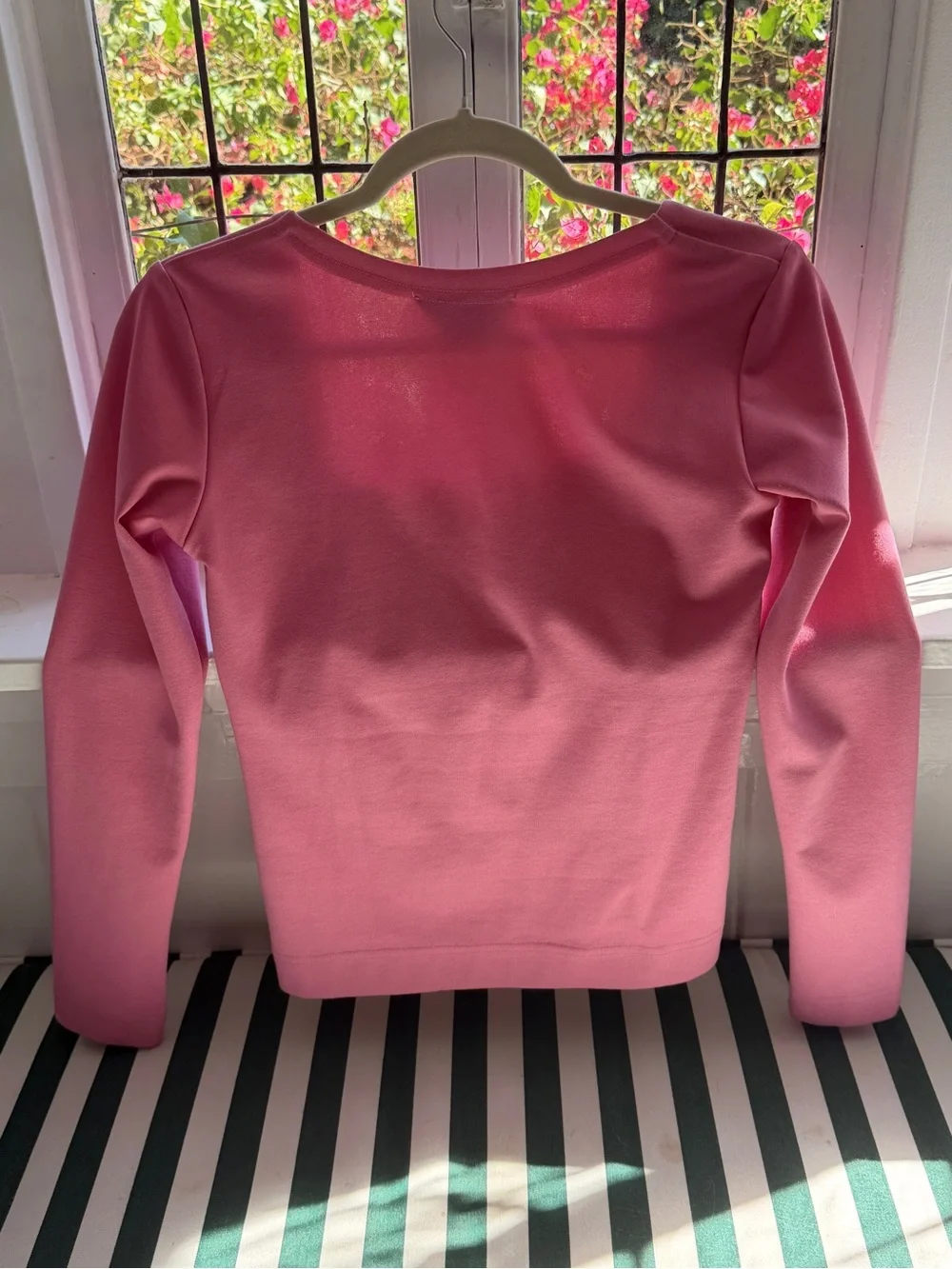 Sleeper Pink Square-Neck Long Sleeve Top